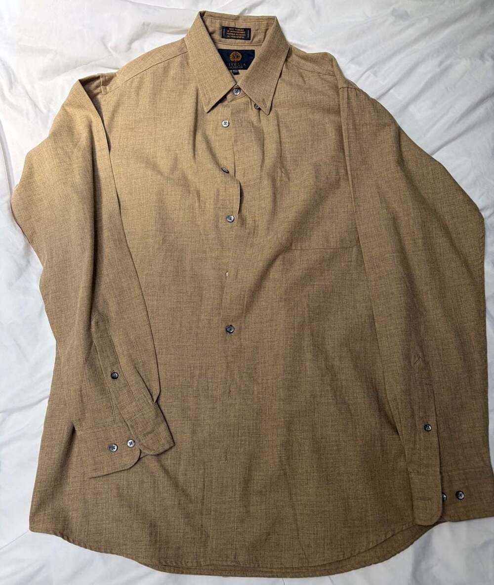 Viyella Men's Long Sleeve Button Down Shirt Tan Brown